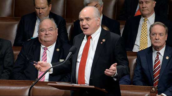 Rep, Mike Kelly, R-Pa., speaks as the House of Representatives debates the articles of impeachment against President Donald Trump at the Capitol in Washington, Wednesday, Dec. 18, 2019.